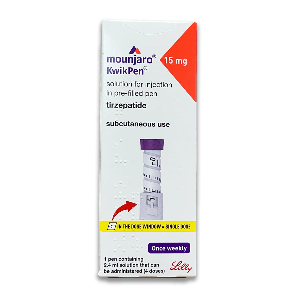 Mounjaro KwikPen Tirzepatide 15mg/0.6ml, Four-Dose Pre-Filled Injection Pen For Subcutaneous Injection, Pack of 1's